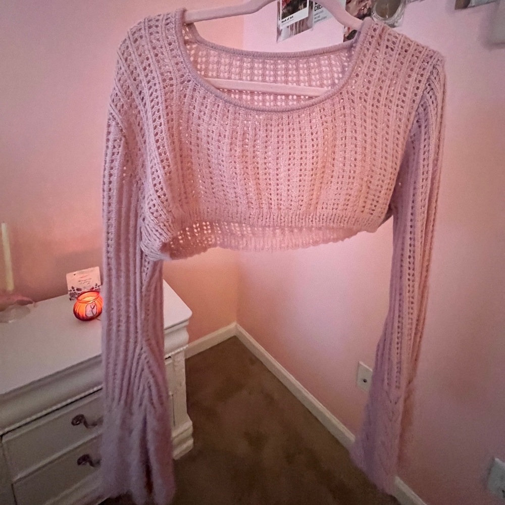 cute pink cropped sweater 🌸 | romwe